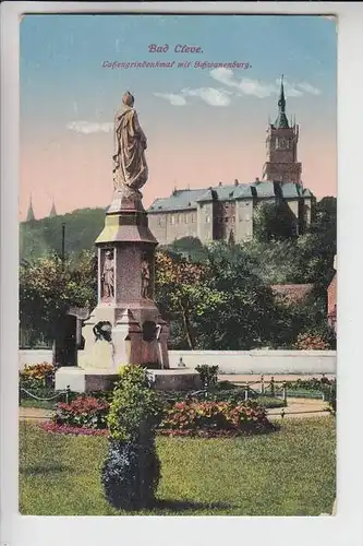 4190 KLEVE, Lohengrindenkmal mit Schwanenburg 1914
