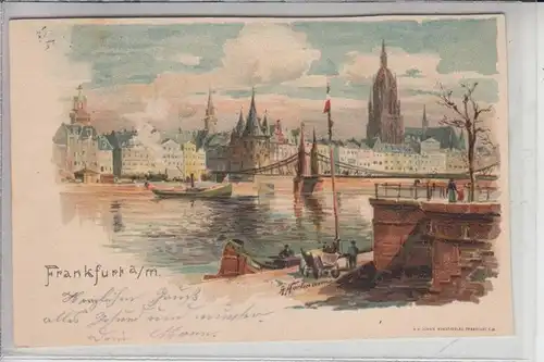 6000 FRANKFURT, Künstler-Lithographie Hartmann 1900