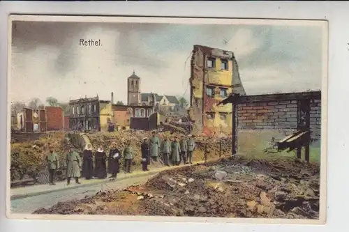 F 08300 RETHEL, Zerstörungen 1.Weltkrieg 1917, COLOR, Deutsche Feldpost
