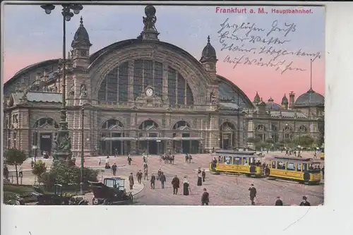 6000 FRANKFURT, 1915, Hauptbahnhof mit Strassenbahn - Tram, La Gare, Main Station