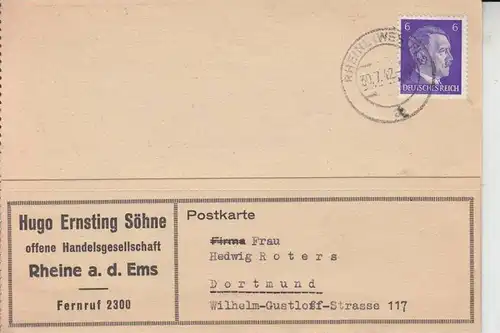 4440 RHEINE, Firmen-Postkarte, Hugo Ernsting Söhne 1942