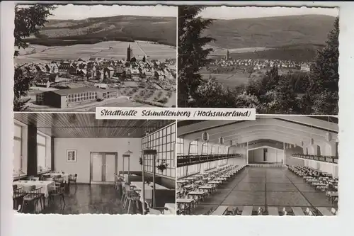 5948 SCHMALLENBERG, Stadthalle Mehrbildkarte 1962, aptierter Schmallenberg-Stempel