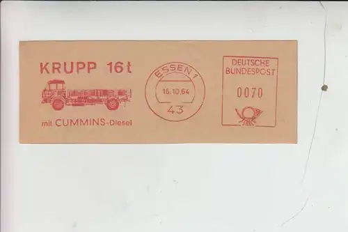 AUTO - LKW - KRUPP 16t mit Cummings-Diesel, Maschinen-Werbe-Stempel 1964, Essen