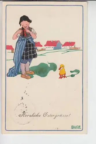 KÜNSTLER - ARTIST - STICKEL, ALINE "Herliche Ostergrüsse", 1916, Munk Wien # 1001