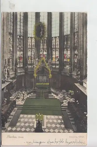 5100 AACHEN, Dom Inneres, Chor, Farb-AK, Aachen-Werbe-Stempel auf Aachen-Briefmarke