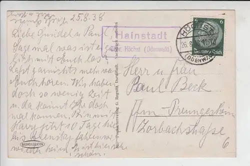 6129 BREUBERG - HAINSTADT, Burg Breuberg, 1938. Landpoststempel "Hainstadt über Höchst(Odenwald)"