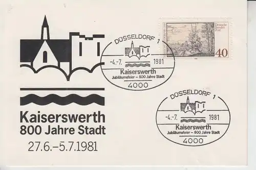 4000 DÜSSELDORF - KAISERSWERTH, 800 Jahre Stadt 1981, Sonderstempel