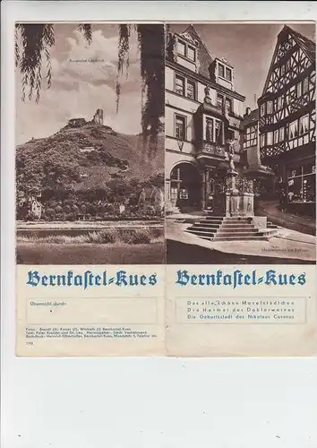 5550 BERNKASTEL - KUES, Touristenführer, 5 Doppelseiten, 1949