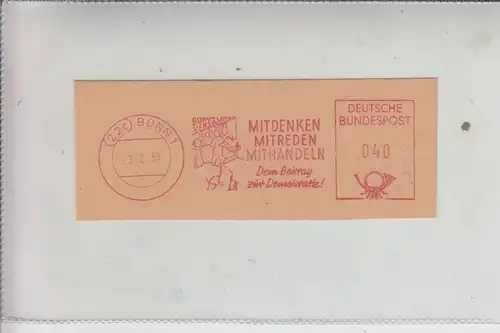 POLITIK - Maschinen Werbe Stempel, "Mitdenken Mitreden Mithandeln"  1958 Bonn