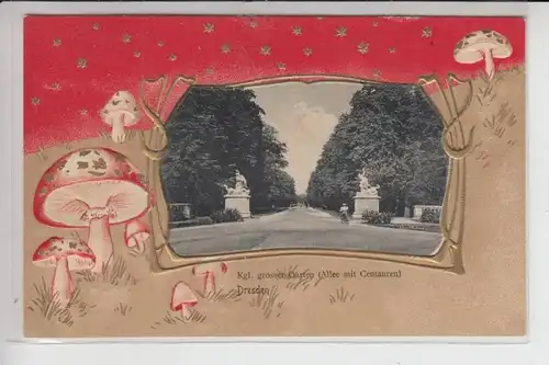 BOTANIK - PILZE - Mushrooms - Funghi - Champinons - geprägt - embossed - Dresden Grosser Garten