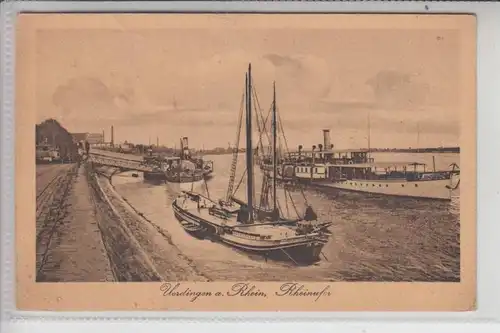 4150 KREFELD - UERDINGEN, Rheinufer, Binnenschiffe 1920