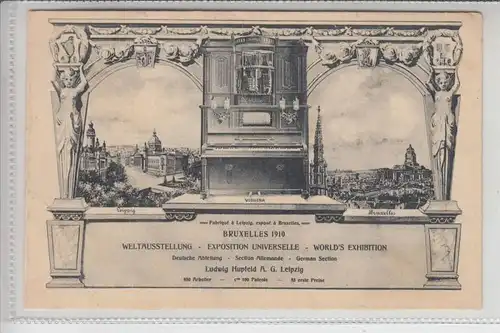 MUSIK - KLAVIER - VIOLINA, Werbe-Karte EXPO Bruxelles 1910 Fa. Ludwig Hupfeld-Leipzig
