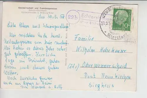 5521 ECHTERSHAUSEN, Ortsansicht 1957, Landpoststempel "Echtershausen über Bitburg"