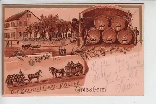 6101 GRIESHEIM, Gruss aus der Brauerei Carl Möller, 1903 - Lithographie