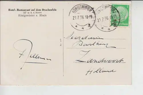 5330 KÖNIGSWINTER, POSTGESCHICHTE, Zweikreissegmentstempel 23.7.36 a