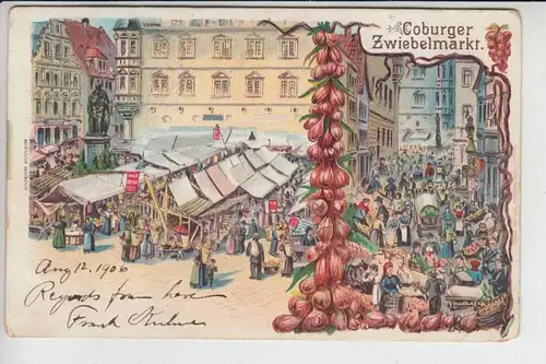 8630 COBURG, Coburger Zwiebelmarkt, Lithographie 1906
