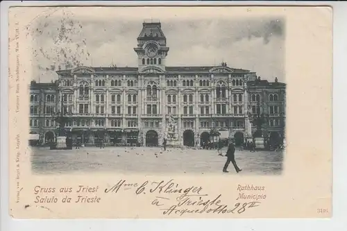 I 34100 TRIESTE, Saluto da ..., Rathaus-Municipio, 1898