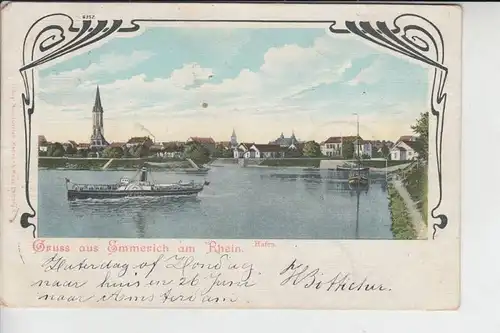 4240 EMMERICH, Hafen 1904, Lithographie, Jugendstilornamentik