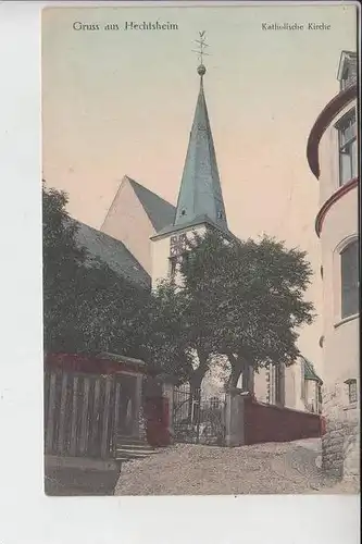 6500 MAINZ - HECHTSHEIM, Katholische Kirche - handcoloriert