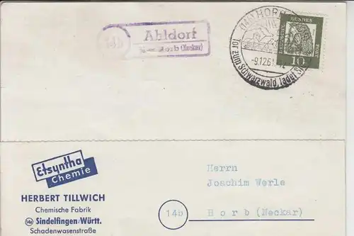 7240 HORB - AHLDORF, Postgeschichte, Landpoststempel "Ahldorf über Horb"  1961
