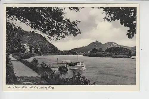 5480 REMAGEN, Schiffsanleger, Insel Nonnenwerth, Blick auf das Siebengebirge 1951