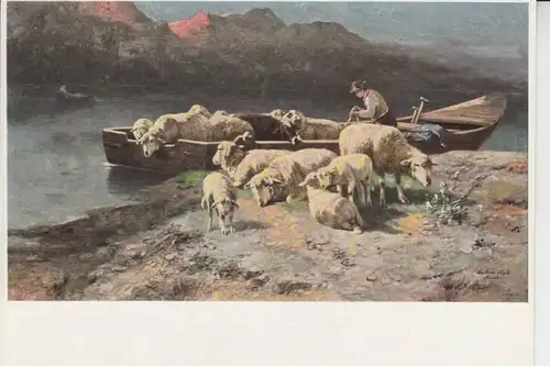 TIERE - SCHAFE "Überfahrt nach Achensee" - sheep - Mouton - Schapen - Pecora - Oveja -  Künstler-Karte A.Braith