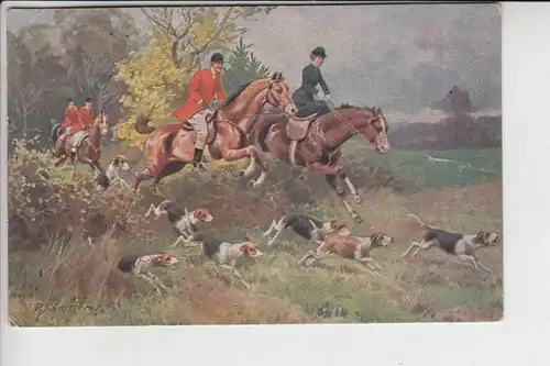 JAGD - HUNTING - JACHT - CHASSE - CACCIA - CAZA - LOWIECTWO - Künstler-Karte - Parforce-Jagd