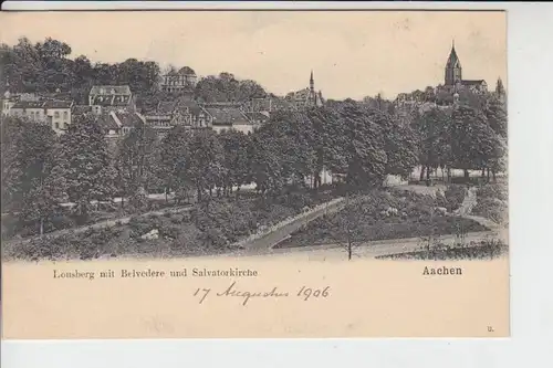 5100 AACHEN, Lousberg mit Belvedere & Salvatorkirche 1906, ungeteilte Rückseite