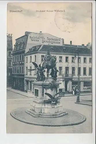 4000 DÜSSELDORF, Denkmal Kaiser Wilhelm I, 1907, Briefmarke fehlt