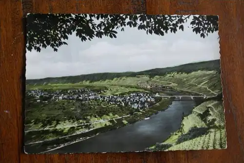 5550 BERNKASTEL - PIESPORT - NIEDEREMMEL, Blick über Mosel und Ort, 1961