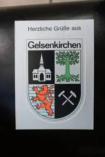 4650 GELSENKIRCHEN, Stadtwappen - Aufkleber-AK Heraldik