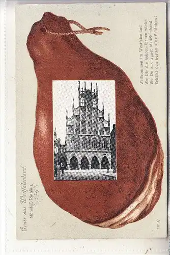4400 MÜNSTER, Gruß aus., Rathaus, Schinken-Karte, 1909