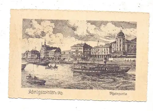 5330 KÖNIGSWINTER, Rheinpartie mit den Uferhotels, Künstler-Karte, 1922