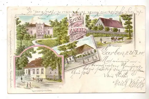 NIEDER - SCHLESIEN - WOHLAU-GARBEN / WOLOW-GARWOL, Lithographie, Gerichtskretscham, Schule, Forsthaus..