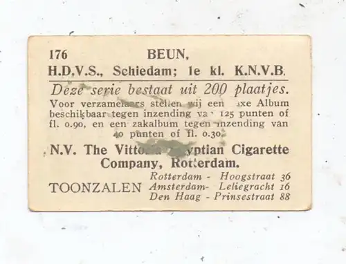 FUSSBALL - BEUN, H.D.V.S. Schiedam, Sammelbild, Kleberest