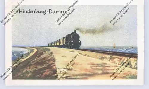 EISENBAHN - Eisenbahn auf dem Hindenburg-Damm nach Sylt, Homann-Sammelbild