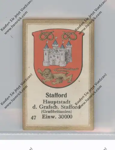 ENGLAND - STAFFORDSHIRE - STAFFORD, Stadtwappen, Abdullah Vignette / Cinderella