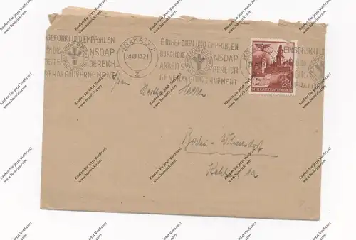 DEUTSCHES REICH - GENERALCOUVERNEMENT, 1942, Michel 45, Einzelfrankatur nach Berlin, mit Inhalt