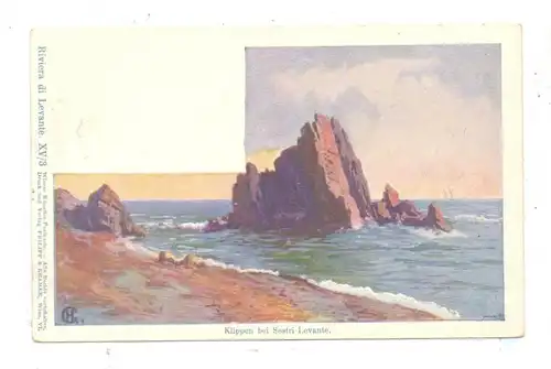 I 16039 SESTRI LEVANTE, Klippen bei Sestrti Levante, Künstler-Karte Philipp & Kramer XV/3