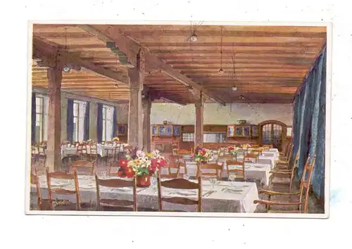 8108 KRÜN - KLAIS, Schloß Elmau, Speisesaal, Künstler-Karte Edward Harrison Compton