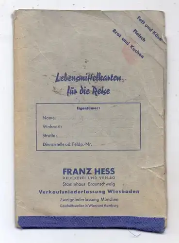 LEBENSMITTELKARTEN - MAPPE, für die Reise, Franz Hess Wiesbaden