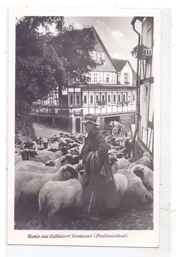 5948 SCHMALLENBERG - NORDENAU, Motiv aus Nordenau, Schafherde vor Gasthof Gnacke