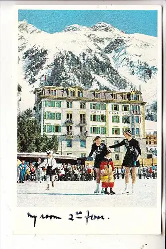 CH 7504 PONTRESINA, Hotel Languard, Schlittschuhbahn, 1956