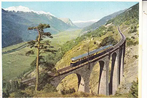 CH 3938 AUSSERBERG, Südrampe mit "Blauem Pfeil" Lötschbergbahn