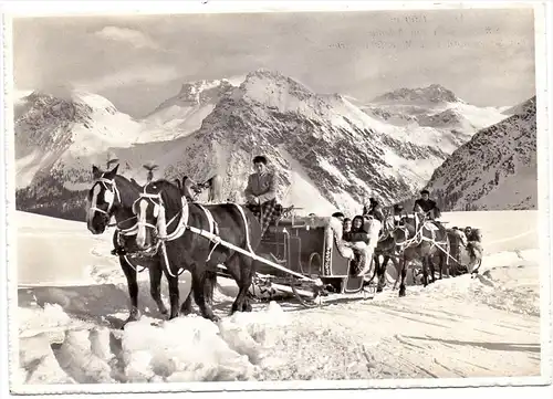 CH 7050 AROSA, Schlittenpartie am Arlenwald, 1958