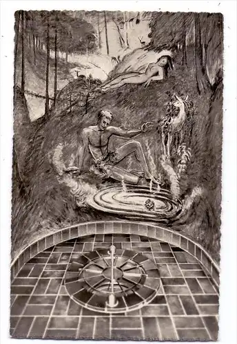 CH 5400 BADEN, Trinkkuranlage, Kesselquelle, Wandgemälde Hanny Bay, 1950