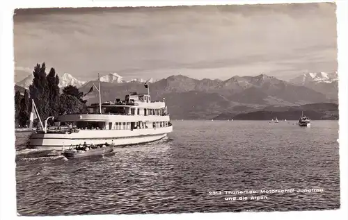 CH 3600 THUN, Thunersee, Binnenschiff, Jungfrau und die Alpen, 1959