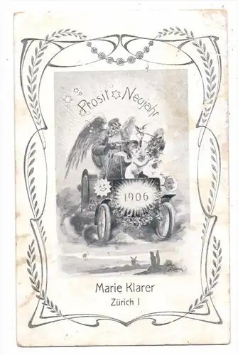 CH 8000 ZÜRICH, Neujahrskarte 1906 Marie Klarer, Künstler Friso Grimm