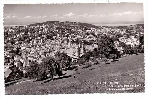 CH 9000 SANKT GALLEN SG, Panorama mit Falkenberg, Peter & Paul, Bodensee, 1955, Sonderstempel OLMA