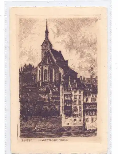 CH 4000 BASEL BS, Martinskirche, Radierung, Jander-Berlin